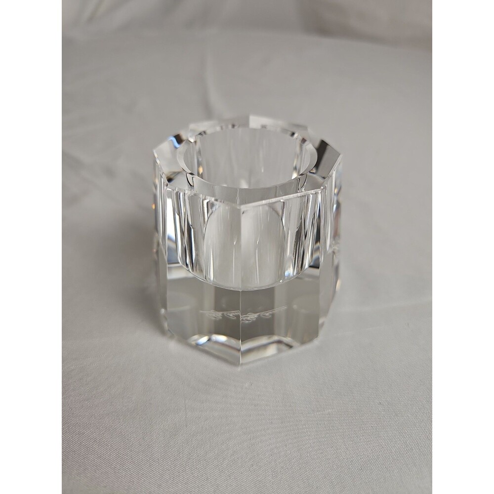 VTG Oleg Cassini Crystal Octagonal Votive Candle Holder Cut Glass Tea Light